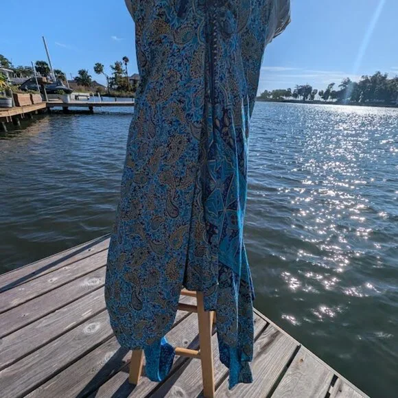 Batik Bali Dress Long One Size Hand Dyed Asymmetrical Hem - Picture 5 of 12